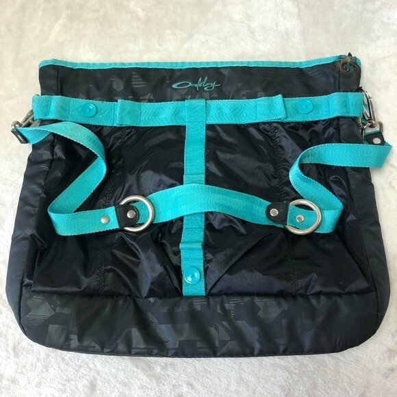 OAKLEY Black & Turquoise Athletic Gym Tote Shoulder Bag - Picture 3 of 16
